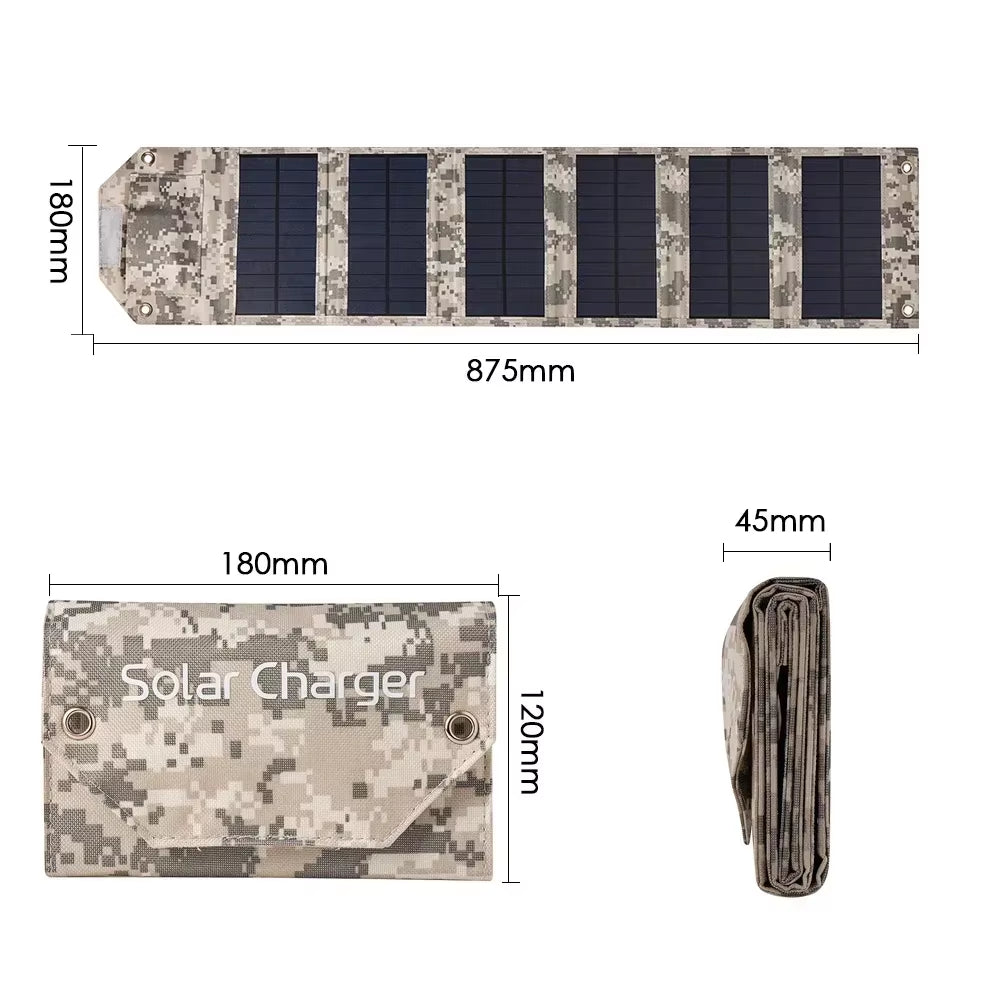 100W/60W Folding Solar Panel USB 5V Solar Charger Portable Solar Battery Solar Power Bank for Outdoor Camping Hiking + Cable