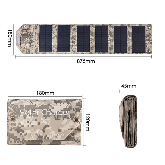 100W/60W Folding Solar Panel USB 5V Solar Charger Portable Solar Battery Solar Power Bank for Outdoor Camping Hiking + Cable