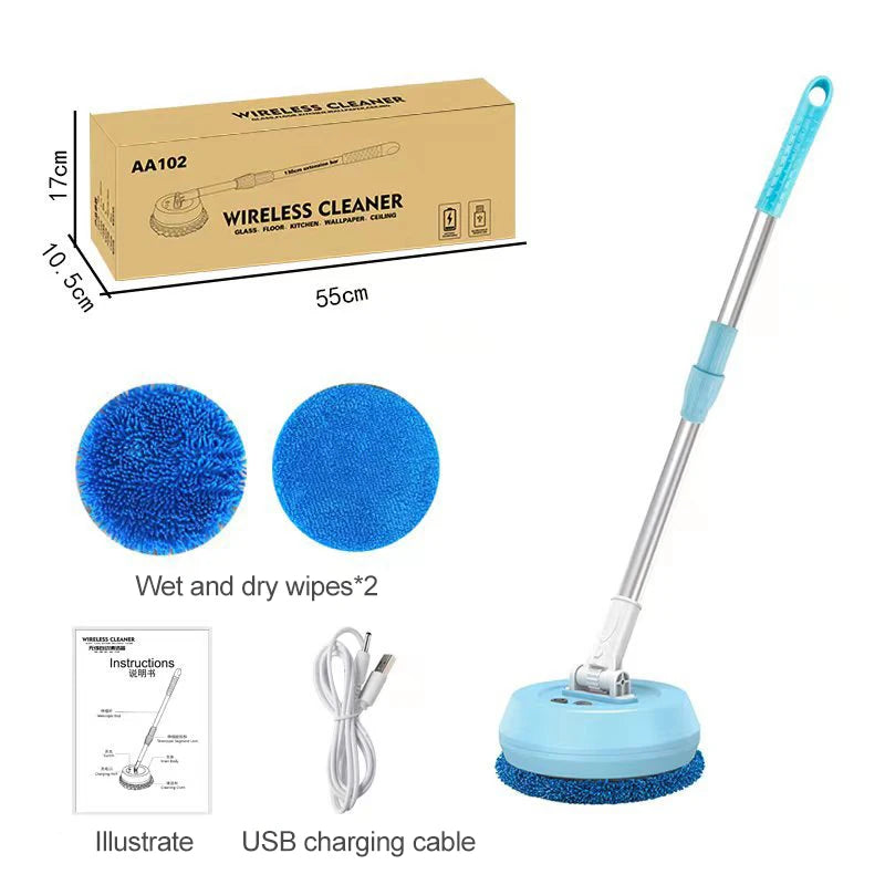 Wireless Automatic Electric Spin Mop Cleaning Machine 2 in 1 Wet & Dry Home Cleaner Car Glass Ceiling Door Windows Floor Cleaner